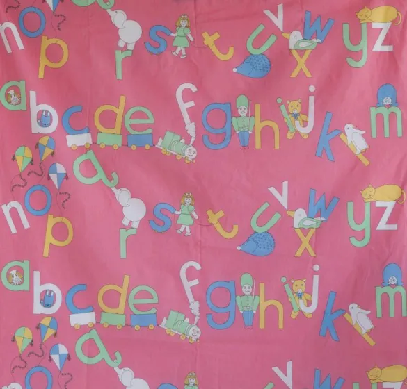 Hot ABC Pink Pastel Print Fabric - Cotton Tea Towels | Fabric By The Metre