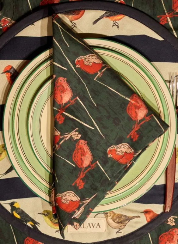 Cheap Aga Cover / Placemat - Navy Lost Birds Tea Towels