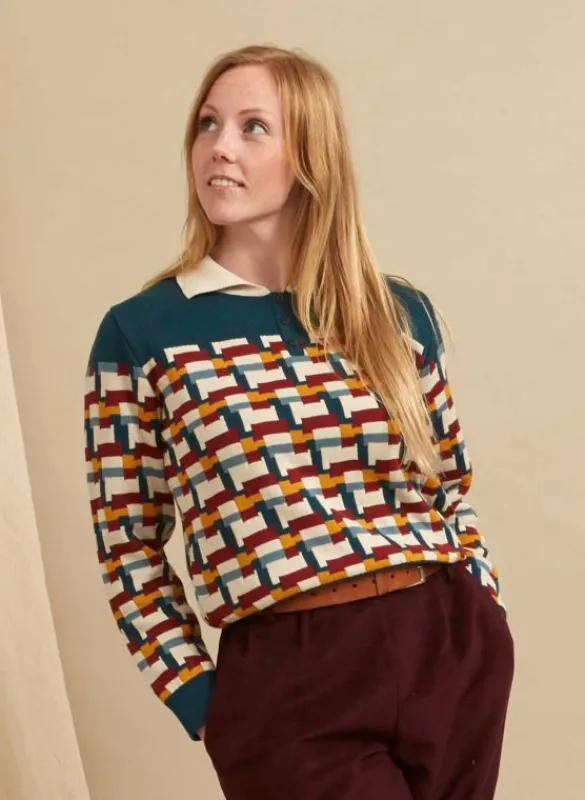 Hot Aila - Teal Blocks Knitted Top Tea Towels