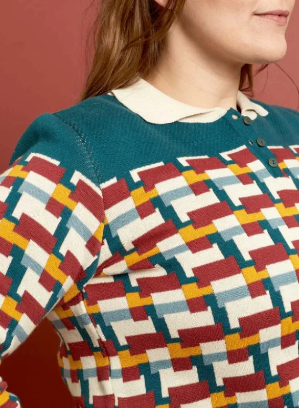 Hot Aila - Teal Blocks Knitted Top Tea Towels