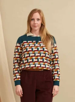 Hot Aila - Teal Blocks Knitted Top Tea Towels