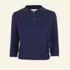 Sale Aila Knitted Cotton Top - Navy Tea Towels