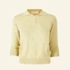 Outlet Aila Knitted Cotton Top - Yellow Tea Towels