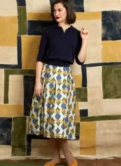Sale Aila Knitted Cotton Top - Navy Tea Towels
