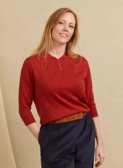 Sale Aila Knitted Top - Rust Red Tea Towels