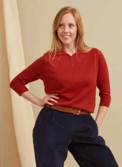 Sale Aila Knitted Top - Rust Red Tea Towels