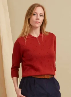 Sale Aila Knitted Top - Rust Red Tea Towels