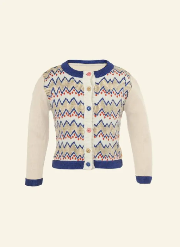 Best Children's Cardigan - Cream Zig Zag Kids Children's Knitwear | Tea Towels