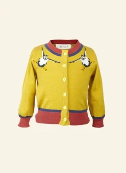 Hot Children's Classic Cardigan - Mustard Puffin Kids Children's Knitwear | Tea Towels