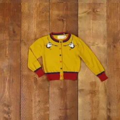 Hot Children's Classic Cardigan - Mustard Puffin Kids Children's Knitwear | Tea Towels