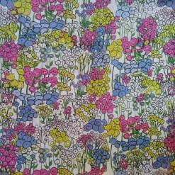 New Cream Flower Garden Fabric - Cotton Sateen Tea Towels | Fabric By The Metre