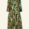 Flash Sale Cynthia - Dark Green Badges Dress Women Dresses | Tea Towels