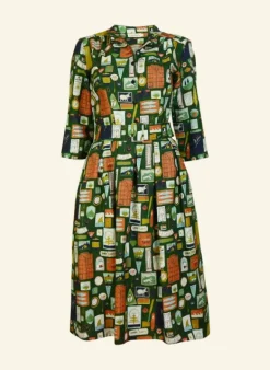 Flash Sale Cynthia - Dark Green Badges Dress Women Dresses | Tea Towels