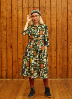 Flash Sale Cynthia - Dark Green Badges Dress Women Dresses | Tea Towels