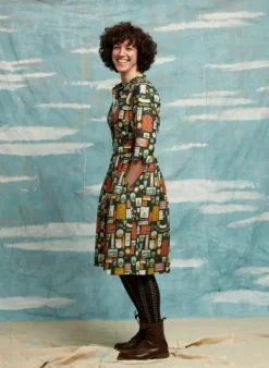 Flash Sale Cynthia - Dark Green Badges Dress Women Dresses | Tea Towels