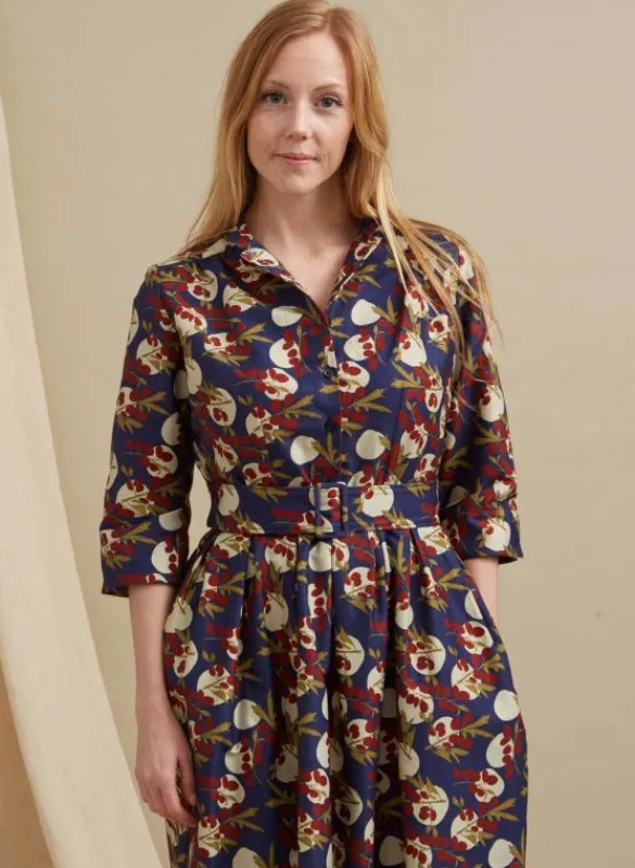Hot Cynthia - Navy Damson Dress Women Dresses | Tea Towels