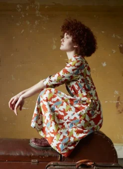Clearance Cynthia - Rust Acorn Dress - Tencel Women Dresses | Tea Towels