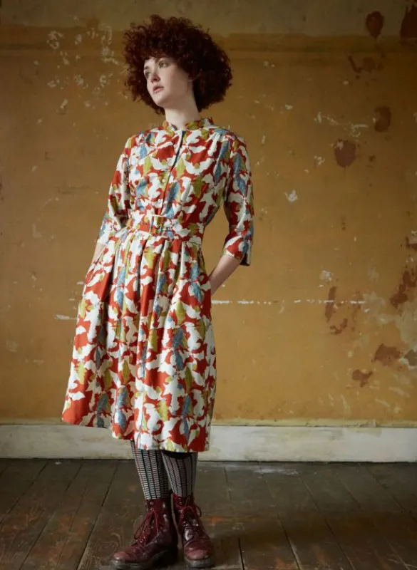 Clearance Cynthia - Rust Acorn Dress - Tencel Women Dresses | Tea Towels