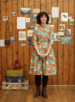 Fashion Cynthia Dress - Mandarin Treasure Map Women Dresses | Tea Towels