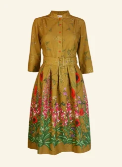 Flash Sale Cynthia Dress - Mustard Wildflowers Women Dresses | Tea Towels