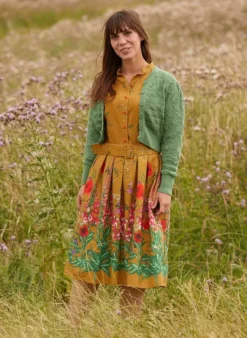 Flash Sale Cynthia Dress - Mustard Wildflowers Women Dresses | Tea Towels