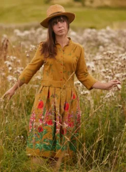Flash Sale Cynthia Dress - Mustard Wildflowers Women Dresses | Tea Towels