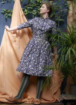 Flash Sale Cynthia Dress - Navy Autumn Leaves Women Dresses | Tea Towels
