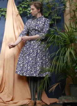 Flash Sale Cynthia Dress - Navy Autumn Leaves Women Dresses | Tea Towels