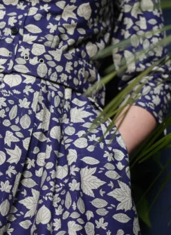 Flash Sale Cynthia Dress - Navy Autumn Leaves Women Dresses | Tea Towels