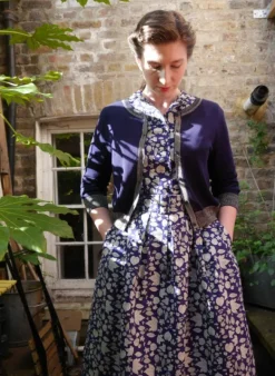 Flash Sale Cynthia Dress - Navy Autumn Leaves Women Dresses | Tea Towels