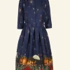 Clearance Cynthia Dress - Navy Edinburgh Castle Women Dresses | Tea Towels