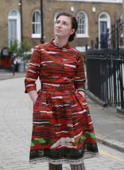 Hot Cynthia Dress - Rust Flying Scotsman Women Dresses | Tea Towels