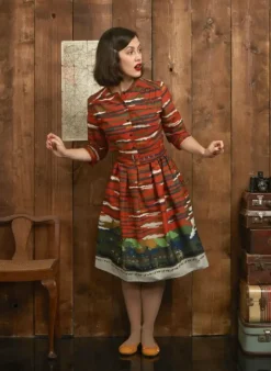 Hot Cynthia Dress - Rust Flying Scotsman Women Dresses | Tea Towels