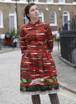 Hot Cynthia Dress - Rust Flying Scotsman Women Dresses | Tea Towels