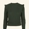 Cheap Diana - Forest Green Ruffle Knitted Top Women Tops & Blouses | Tea Towels