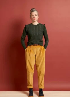 Cheap Diana - Forest Green Ruffle Knitted Top Women Tops & Blouses | Tea Towels