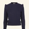 Best Diana - Navy Ruffle Knitted Top Women Tops & Blouses | Tea Towels