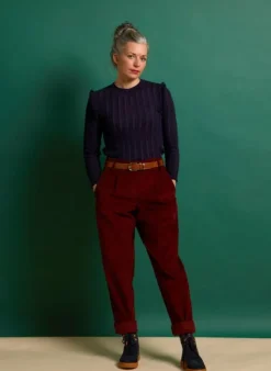 Best Diana - Navy Ruffle Knitted Top Women Tops & Blouses | Tea Towels