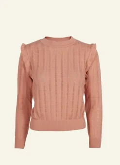 Discount Diana Knitted Cotton Top - Pink Ruffle Women Tops & Blouses | Tea Towels