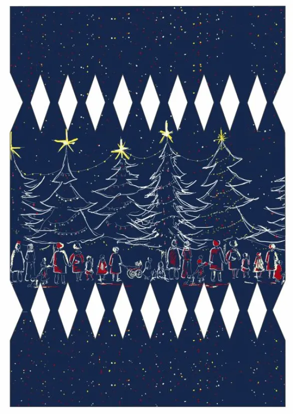 Clearance DIY Christmas Cracker - Navy Christmas Template Tea Towels