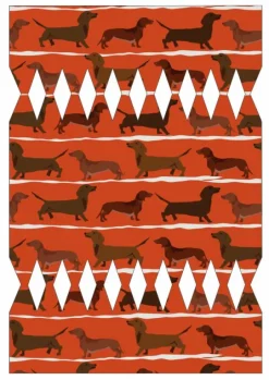 Discount DIY Christmas Cracker - Rust Sausage Dogs Template Tea Towels