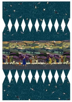 Clearance DIY Christmas Cracker - Teal Yorkshire Dales Template Tea Towels