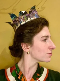 Cheap DIY Christmas Crown - Teal Yorkshire Dales Tea Towels