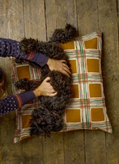 Discount Dog Bed - Mustard Checks Tea Towels | Dog Beds