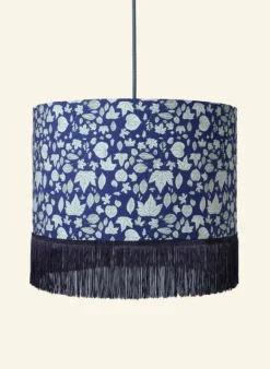 Discount Drum Fringe Lampshade - Navy Autumn Leaves Tea Towels | Lampshades