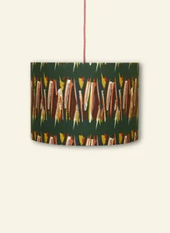 Fashion Drum Lampshade - Green Mid-Century Feather Tea Towels | Lampshades