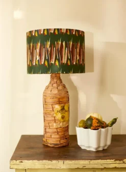 Fashion Drum Lampshade - Green Mid-Century Feather Tea Towels | Lampshades