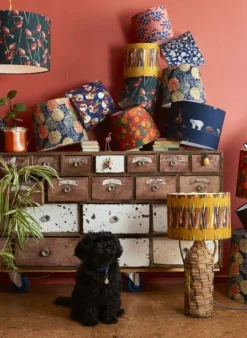 Cheap Drum Lampshade - Mustard Mid-Century Feather Tea Towels | Lampshades