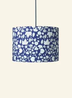 Online Drum Lampshade - Navy Autumn Leaves Tea Towels | Lampshades