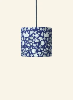 Online Drum Lampshade - Navy Autumn Leaves Tea Towels | Lampshades